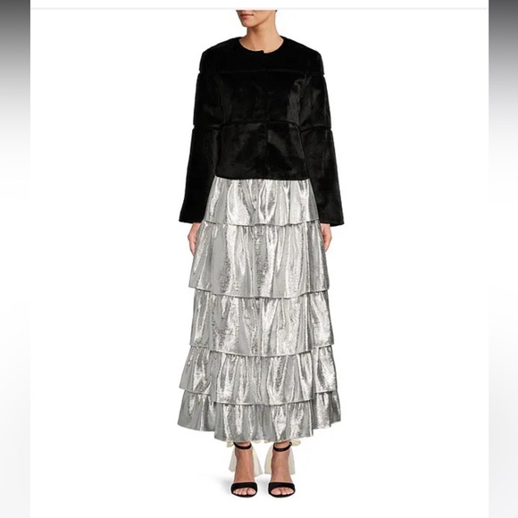 NWT Antonio Melani x Born on Fifth Aurelia Metallic Tiered Ruffle Skirt - Picture 7 of 7